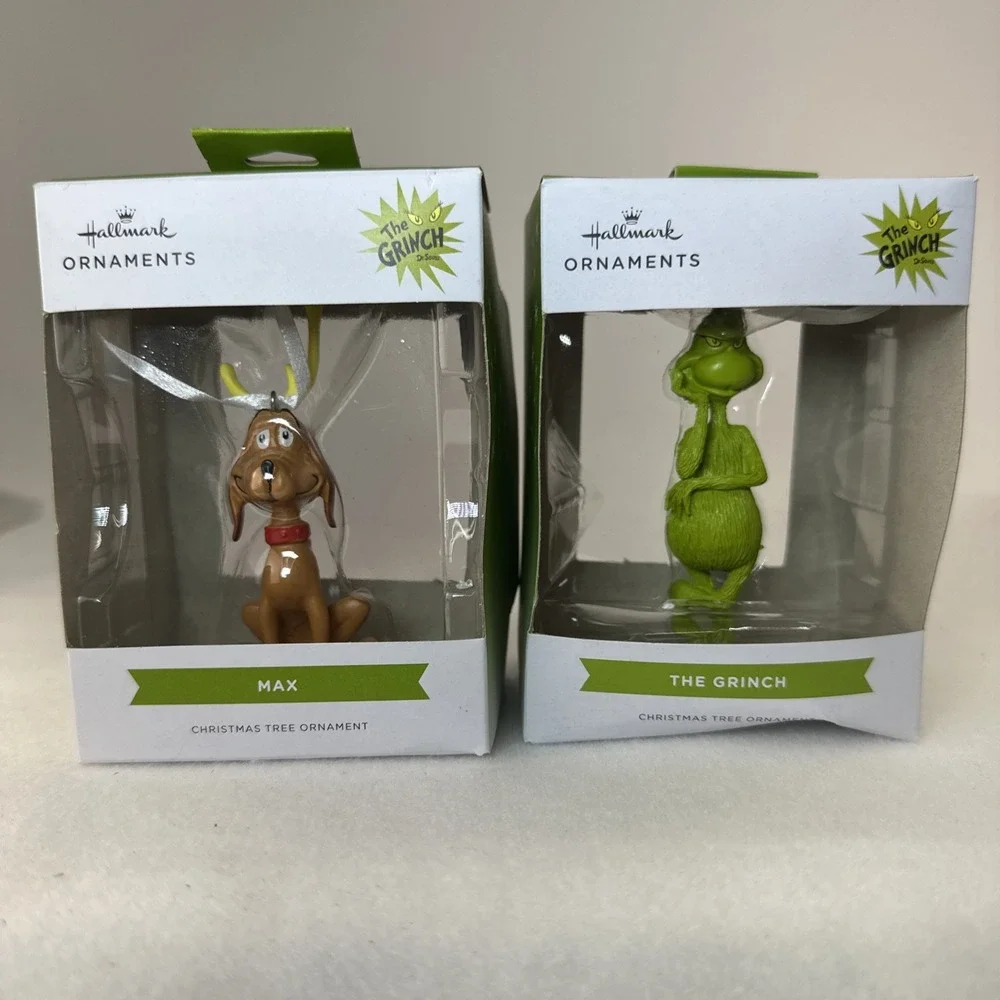 Hallmark The Grinch & Max Christmas Ornament Set 2 Pc New in Box Dr Seuss